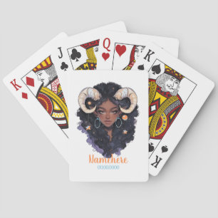 Create Your Own African American Woman Capricorn Poker Cards