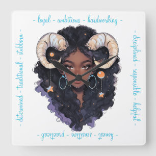 Create Your Own African American Woman Capricorn Square Wall Clock