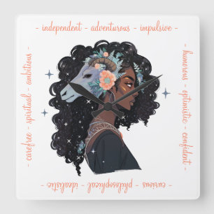 Create Your Own African American Woman Sagittarius Square Wall Clock