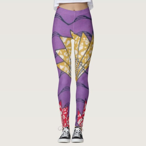 Create your own African Clothing Pattern Purple Leggings