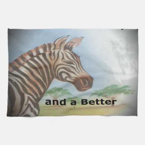 Create Your Own African Zebra Having  Nice Day  Kitchen Towel