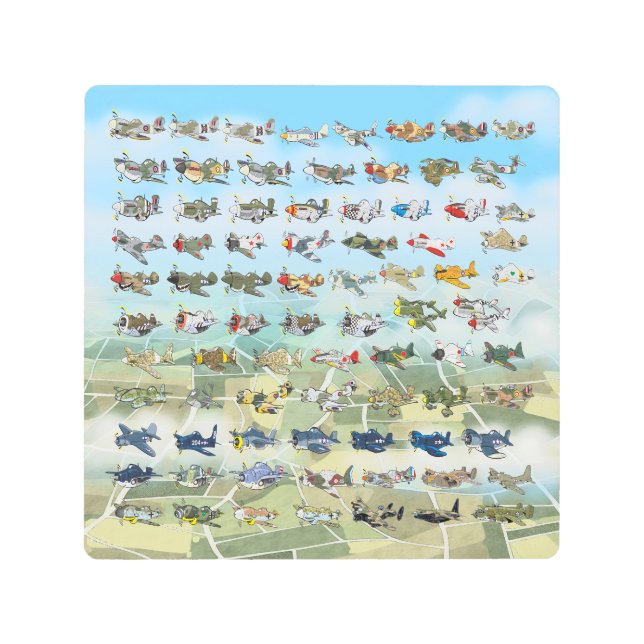 create your own airplane caricature metal print (Front)