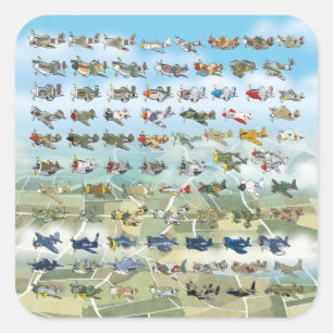 create your own airplane caricature square sticker