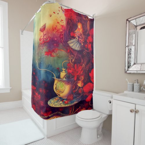 Create Your Own Alice in Magical Wonderland Design Shower Curtain