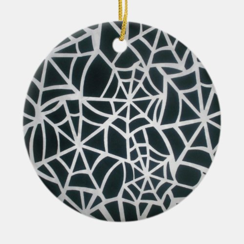 Create Your Own Amazing Black and White Spider web Ceramic Ornament
