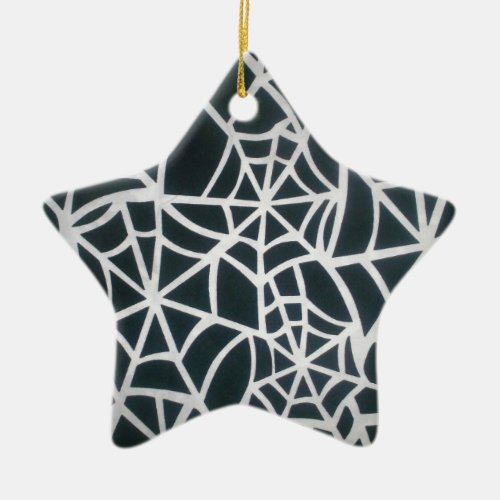 Create Your Own Amazing Black and White Spider web Ceramic Ornament