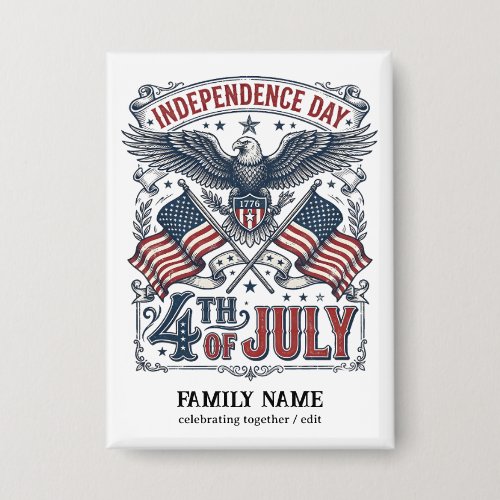 Create Your Own American Independence Day Sketched Button