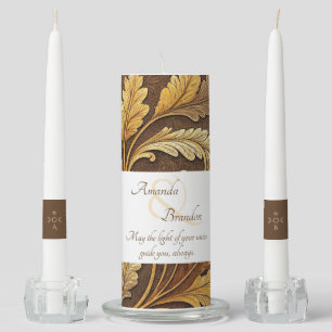 Create Your Own Antique Gold Vintage Leafy Vine Unity Candle Set