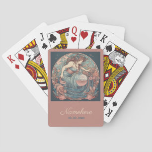 Create Your Own Art Nouveau Aquarius Zodiac Poker Cards