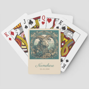 Create Your Own Art Nouveau Capricorn Zodiac Poker Cards