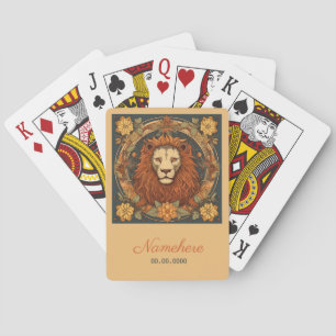 Create Your Own Art Nouveau Leo Zodiac Poker Cards
