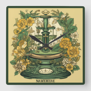 Create Your Own Art Nouveau Libra Zodiac Square Wall Clock