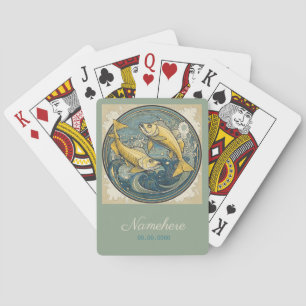 Create Your Own Art Nouveau Pisces Zodiac Poker Cards