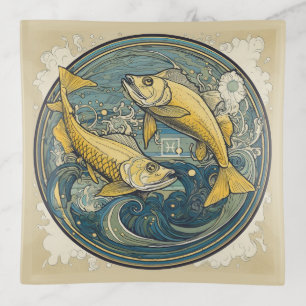 Create Your Own Art Nouveau Pisces Zodiac Trinket Tray