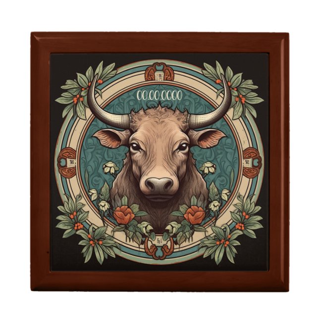 Create Your Own Art Nouveau Taurus Zodiac Gift Box (Front)