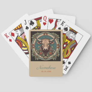 Create Your Own Art Nouveau Taurus Zodiac Poker Cards