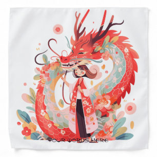 Create Your Own Asian Red Chinese Dragon Maiden Bandana