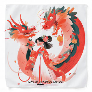 Create Your Own Asian Red Chinese Dragons Maiden Bandana