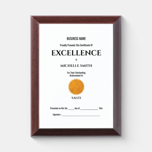 Create your own award certificate | Bronze Plaque (Vertical)
