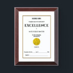 Create your own award certificate | Personalize<br><div class="desc">A faux golden seal which can be replaced with your school, business, college or varsity logo is framed by a thin gold border. Templates for your personal wording to record an outstanding achievement appear in bold black fonts on a stark white background. Personalize the templates to suit your requirements.</div>