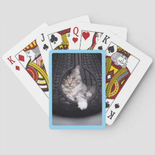 Create Your Own Baby Blue Border Photo Poker Cards