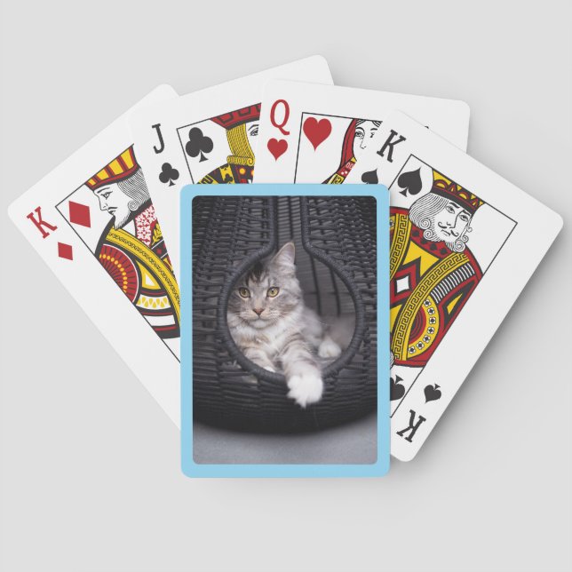 Create Your Own Baby Blue Border Photo Poker Cards (Back)