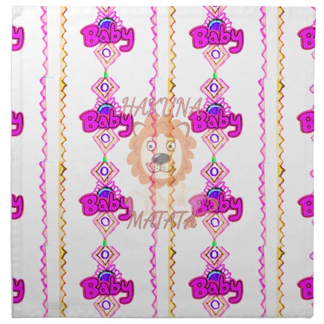 Create Your Own Baby Fun Lion Cub Text Design Napkin (Front)