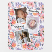 Create Your Own Baby Girl Custom Photo Name Floral Baby Blanket at Zazzle