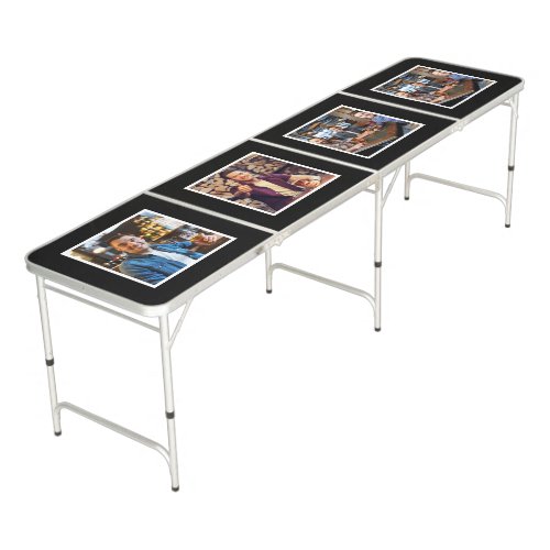 Create your Own Bar Party 4 Photo Collage Black Beer Pong Table