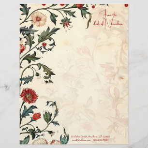 Create Your Own Baroque Red Yellow Flowers Floral Letterhead