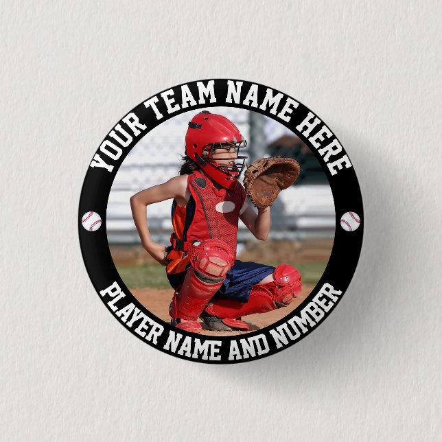 Create Your Own Baseball Player Photo Name Button (Front)