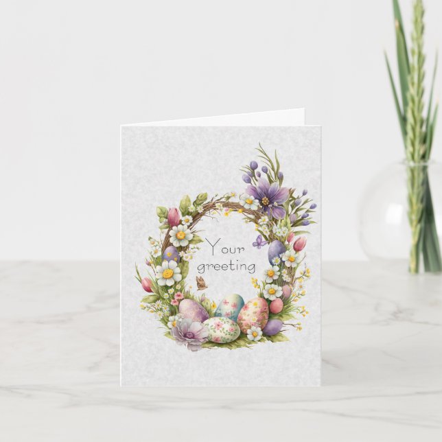 Create Your Own Basket of Eggs & Wildflowers Card (Front)