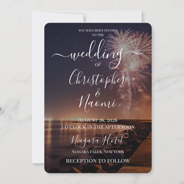 Create Your Own Beach Fireworks Invitation (Front)