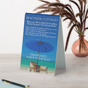 Create Your Own Beach Theme Guest House Rules Table Tent