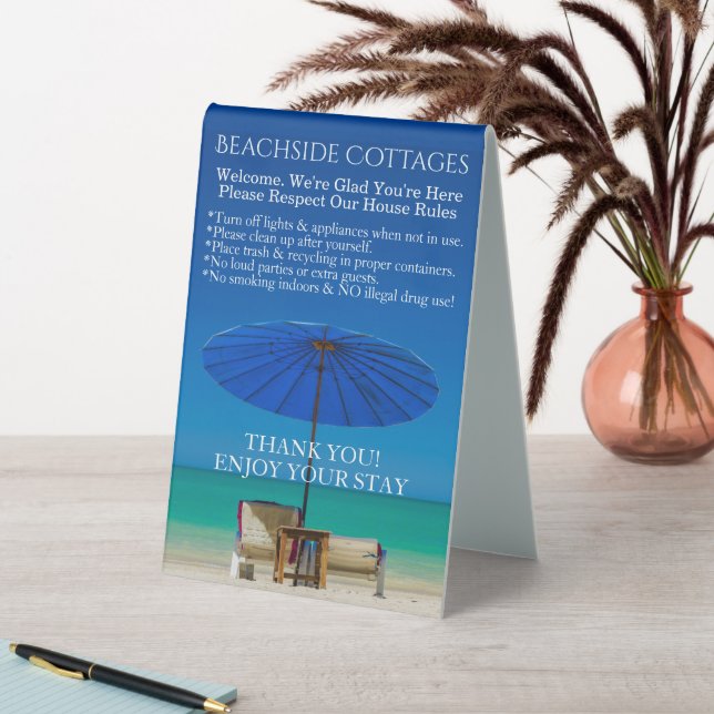 Create Your Own Beach Theme Guest House Rules Table Tent (In SItu (Table))