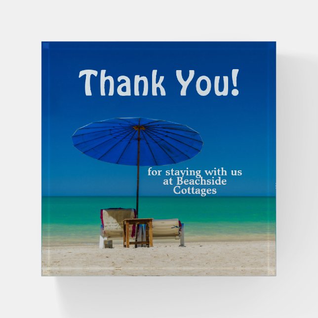 Create Your Own Beach Vacation Rental Thank You Paperweight (Front)