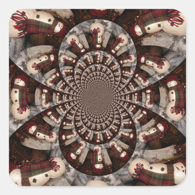 Create Your Own Beautiful Amazing Snowman Square Sticker (Front)