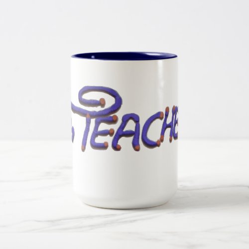 Create Your Own beautiful amazing teacher text   Two_Tone Coffee Mug