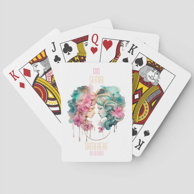 Create Your Own Beautiful Gemini Zodiac Poker Cards (Back)