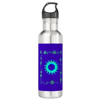 Create Your Own Beautiful Iridescent blue floral Stainless Steel Water Bottle