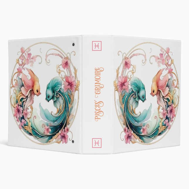 Create Your Own Beautiful Pisces Zodiac 3 Ring Binder (Background)