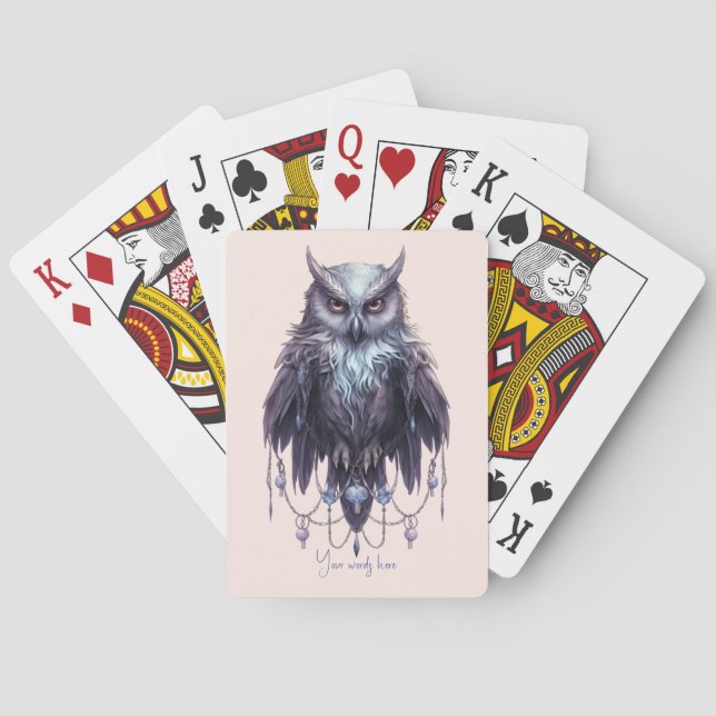 Create Your Own Bejeweled Owl Poker Cards (Back)