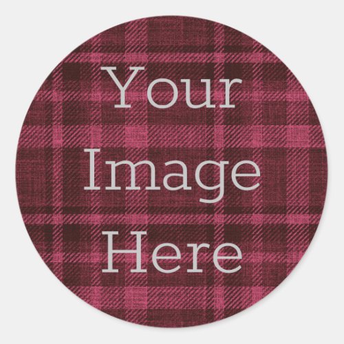 Create Your Own Berry Red  Black Plaid Flannel Classic Round Sticker