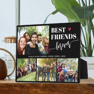 Create your own best friends 4 photo collage black plaque