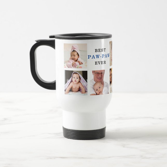Create Your Own Best Pawpaw Ever 9 Photo Collage Travel Mug (Left)