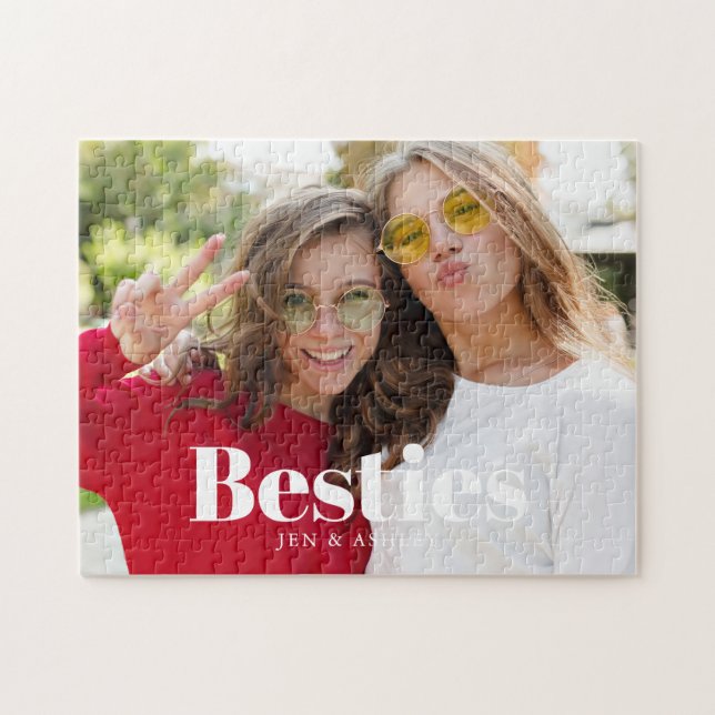 Create Your Own "Besties" BFF Personalized Photo Jigsaw Puzzle (Horizontal)
