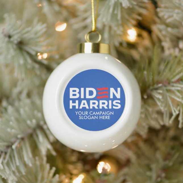Create Your Own Biden Harris 2024 Ceramic Ball Christmas Ornament (Tree)