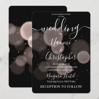 Create Your Own Big Bold Bokeh on Black Wedding Invitation