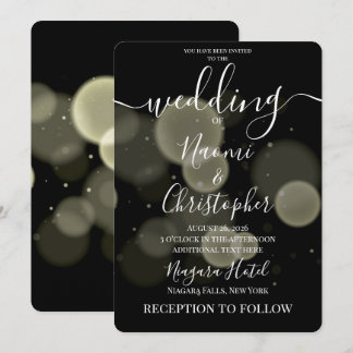 Create Your Own Big Bold Bokeh on Black Wedding Invitation