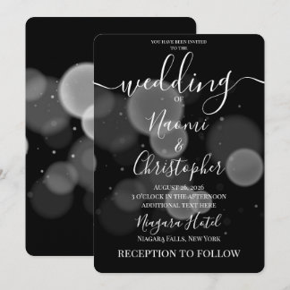 Create Your Own Big Bold Bokeh on Black Wedding Invitation